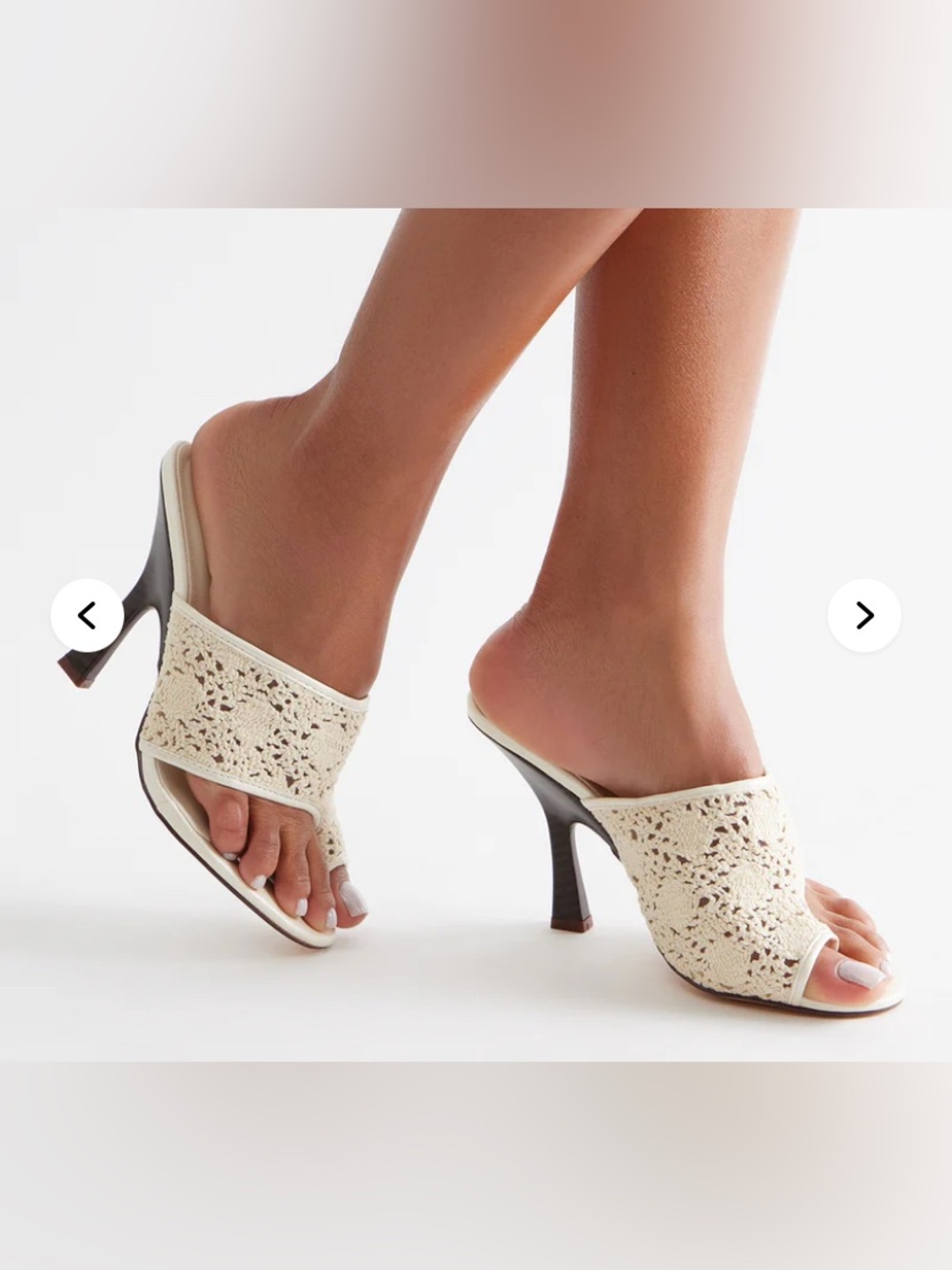Cream Crochet Slide Heels - Women